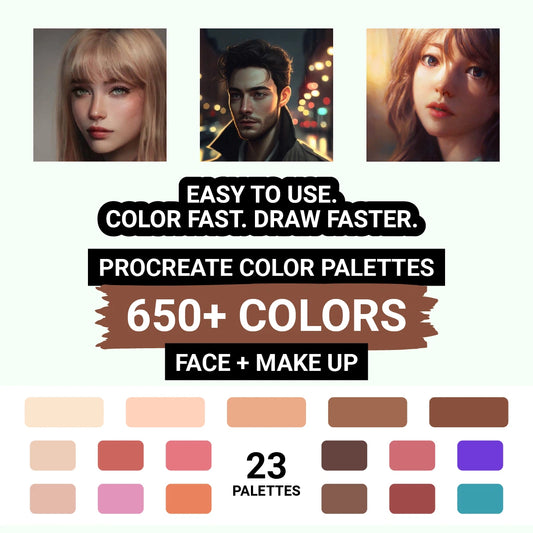 650+ Procreate Color Palettes for Face & Makeup Illustration