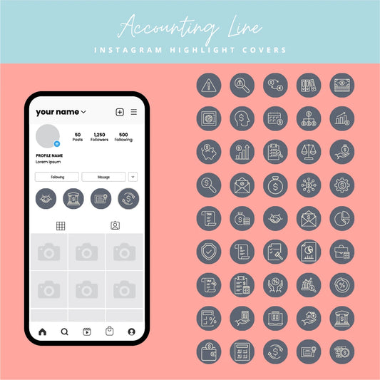 Customizable Accounting Instagram Highlight Covers for Finance Professionals
