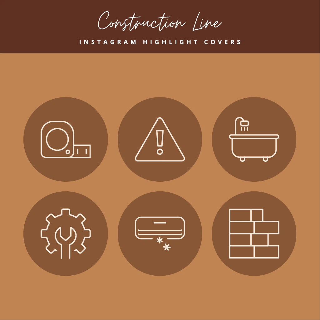 Customizable Line Art Highlights for Construction Instagram

