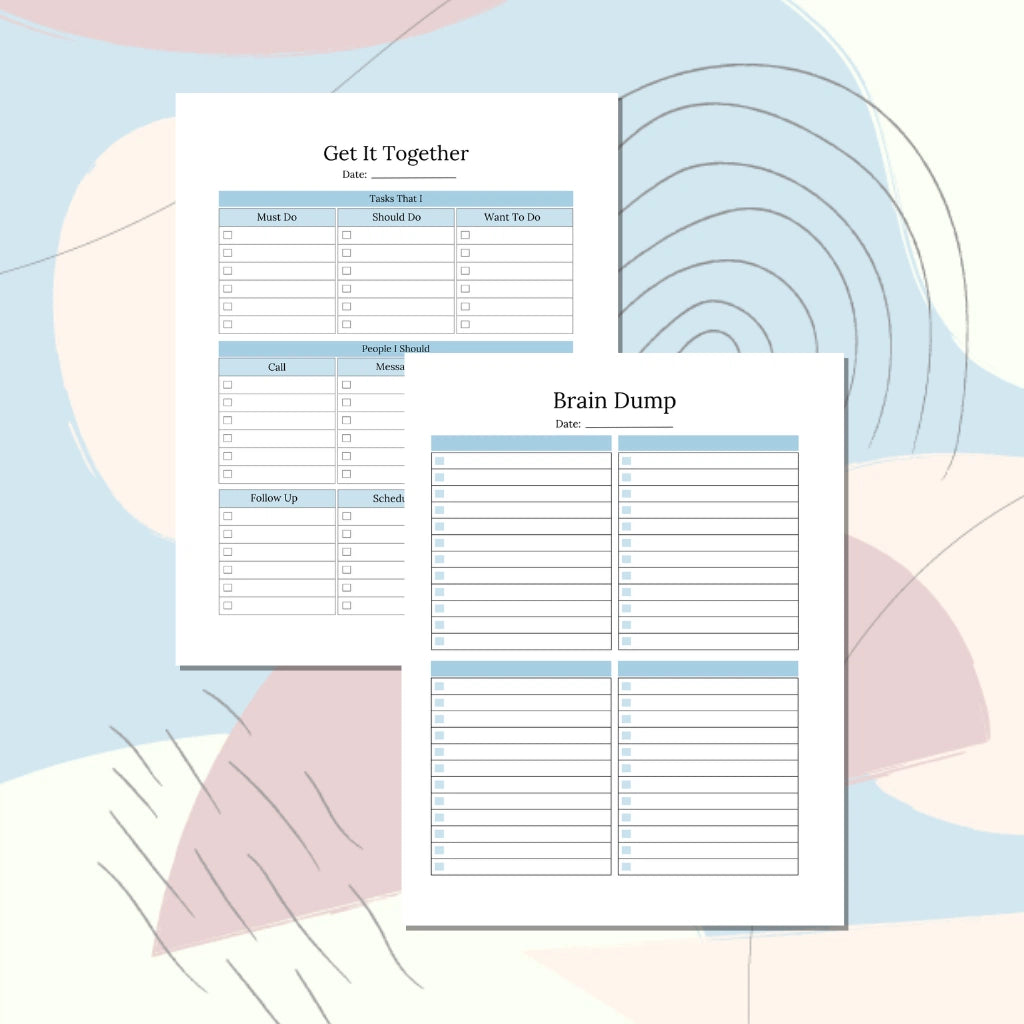 Editable Brain Dump Worksheet