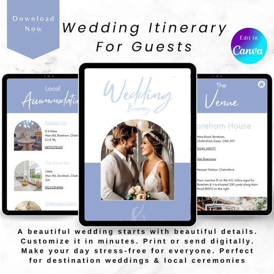 Editable Wedding Guest Itinerary Template