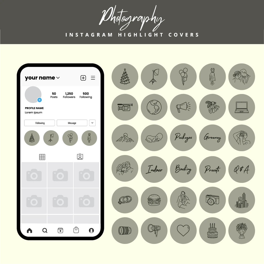 Elegant Photography Instagram Highlight Covers 