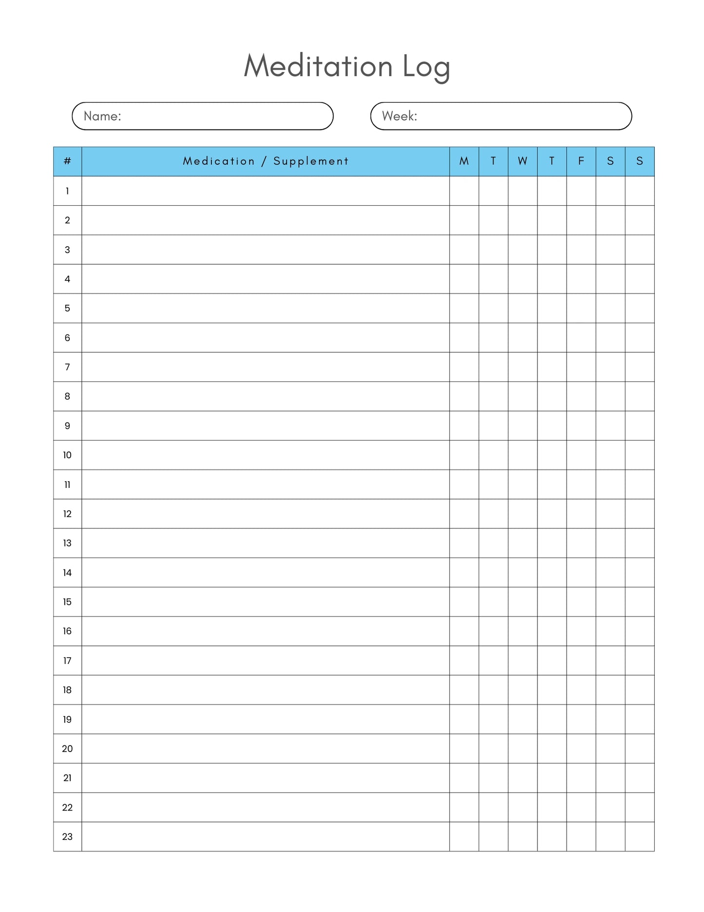 Free Medication Log Canva Template