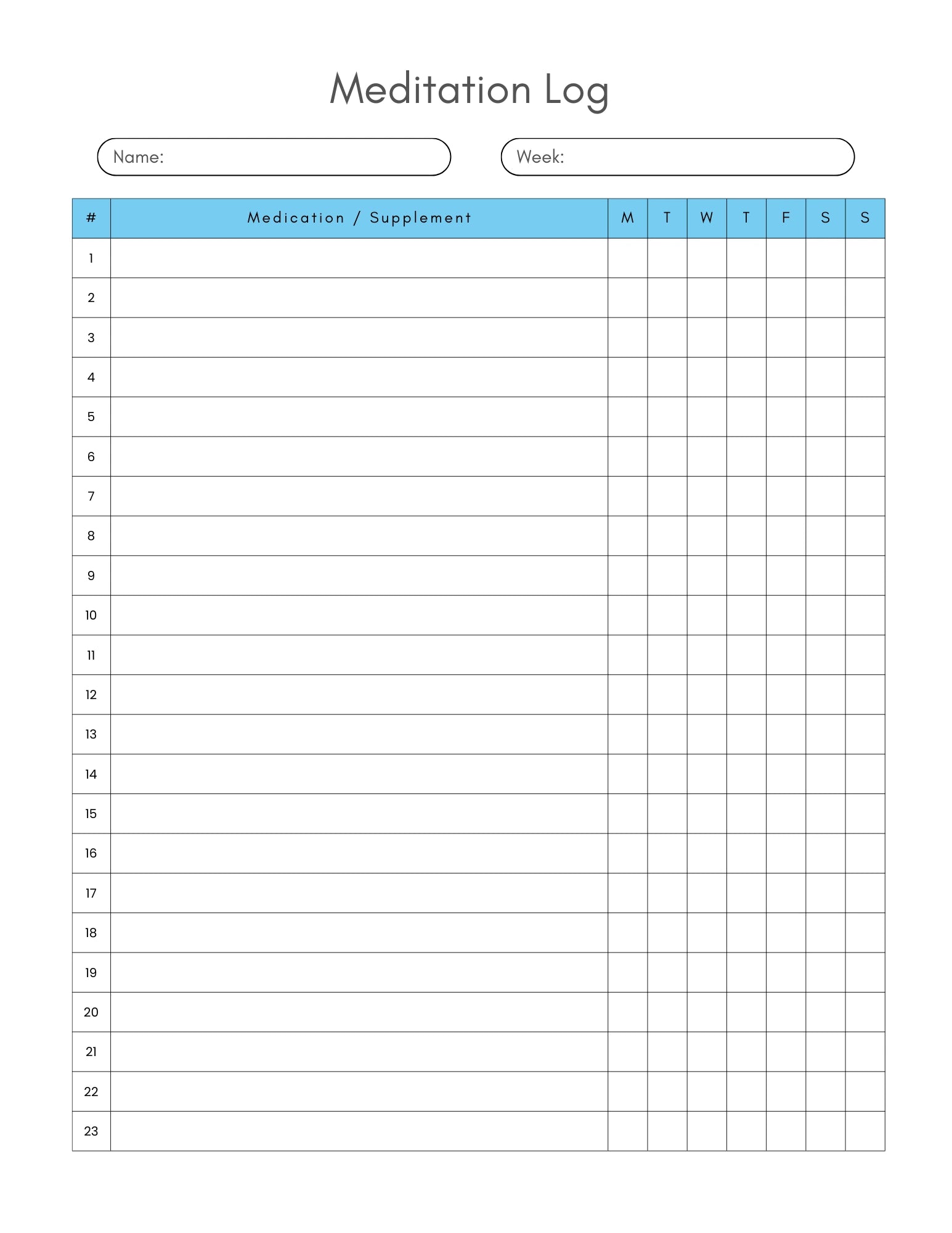Free Medication Log Canva Template