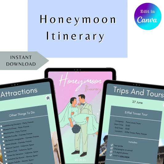 Honeymoon Travel Planner Canva Template