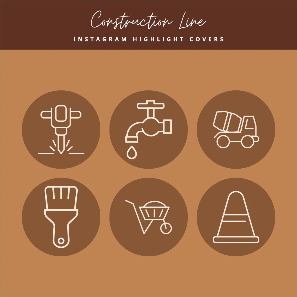 Minimalist Construction Highlight Icons for Social Media

