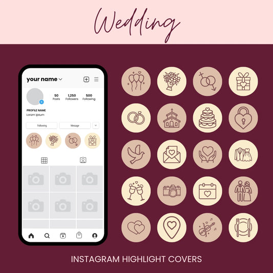 Romantic Wedding Instagram Highlight Covers