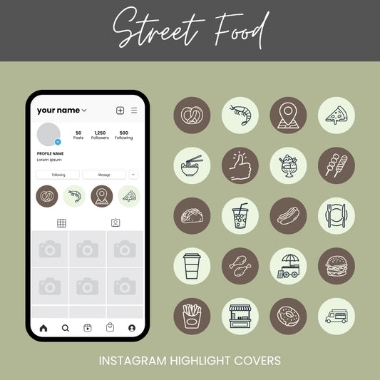 Street Food Instagram Highlight Covers for Foodies