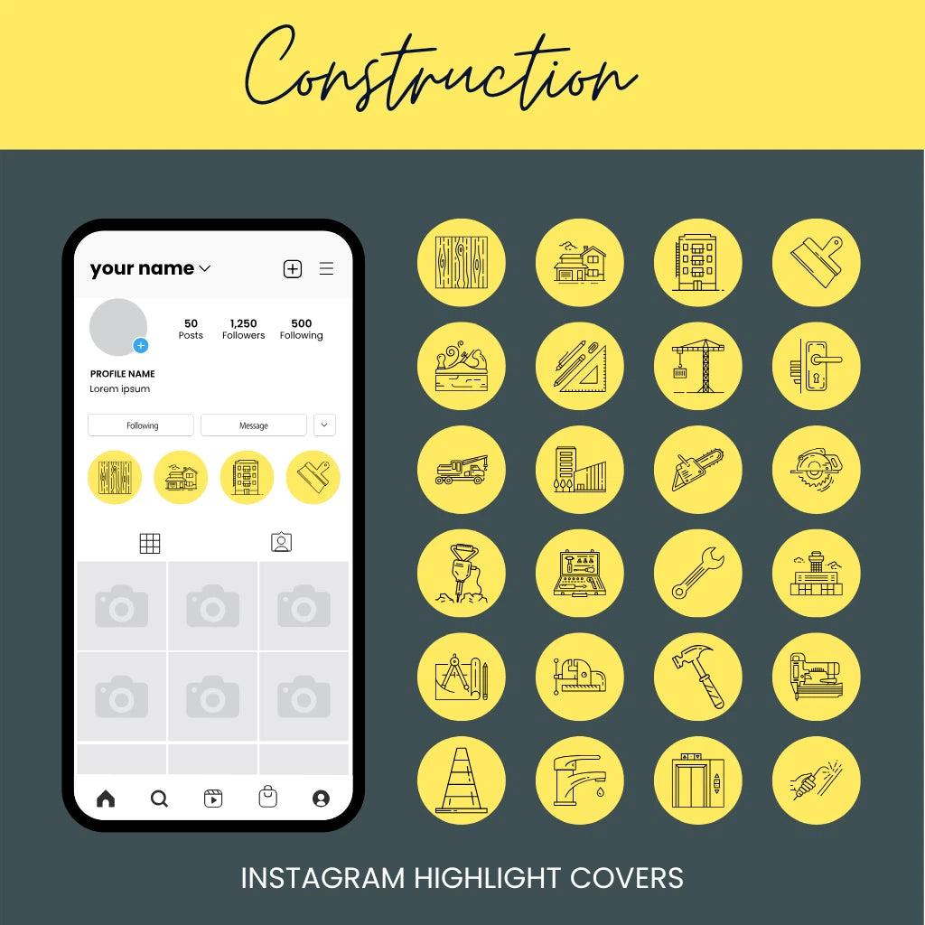 Versatile Construction Instagram Highlight Covers