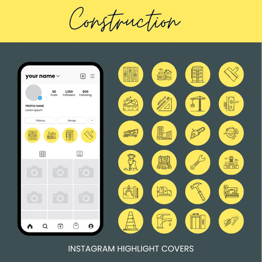 Versatile Construction Instagram Highlight Covers