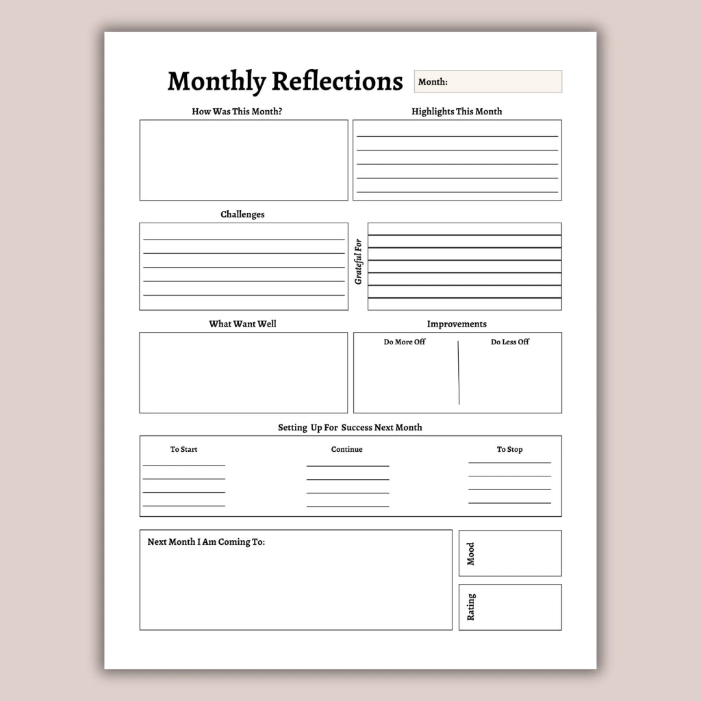 Weekly & Monthly Reflection Journal