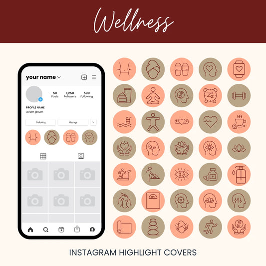 Wellness Instagram Highlight Icons for Self-Care Brands