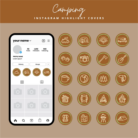 Camping Instagram Highlight Covers – Editable Canva Icons for Outdoor Creators